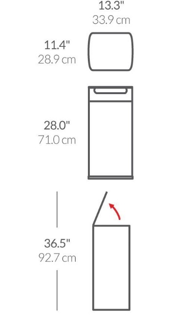 Тънък кош за боклук, с горен педал, 30 L, неръждаема стомана - марка "simplehuman"