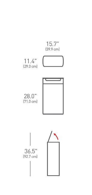 Тънък кош за боклук, с горен педал, 40 L, неръждаема стомана - марка "simplehuman"