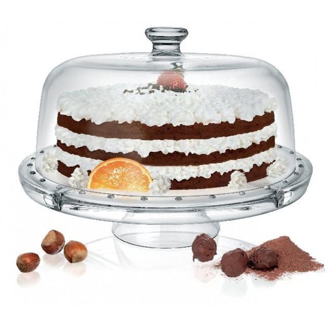 Комплект от 2 части за сервиране на торта, изработен от стъкло - Боргоново