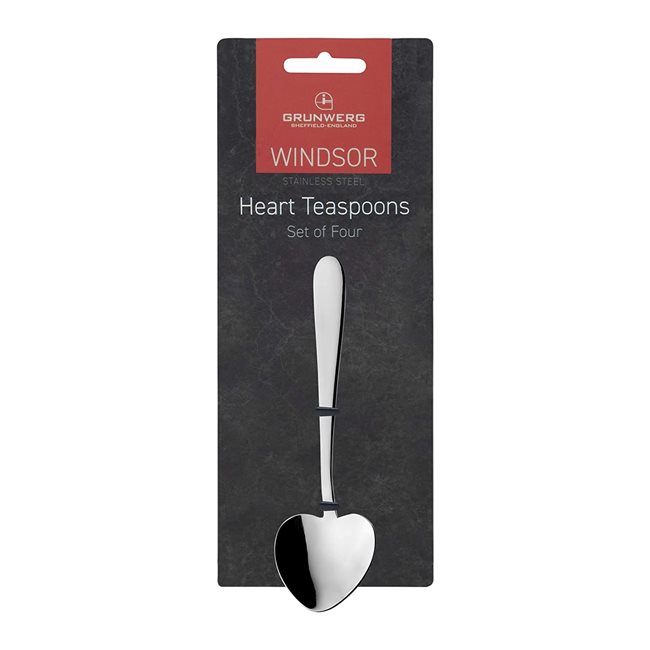 Комплект от 4 десертни чаени лъжички във формата на сърце "Windsor", неръждаема стомана - Grunwerg