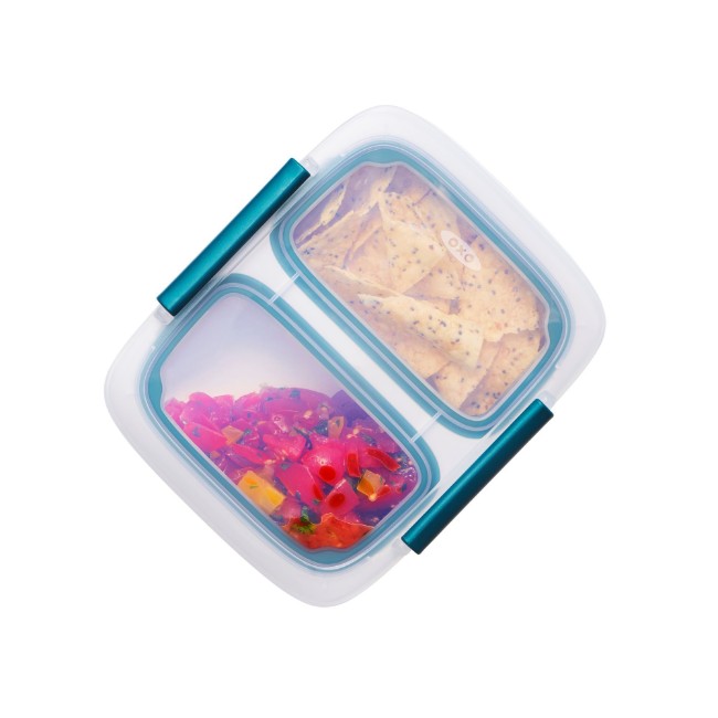 Prep & Go разделен контейнер за храна с 2 отделения, 19,1 x 15,2 см, пластмаса - OXO