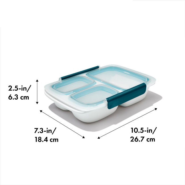 Prep & Go контейнер за храна с 3 отделения, 26,7 x 18,4 см, пластмаса - OXO