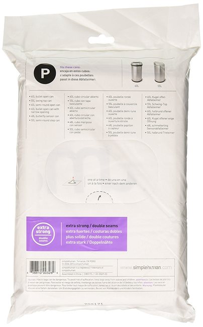 Торби за боклук, код P, 50-60 L / 20 бр., пластмасови - "simplehuman"