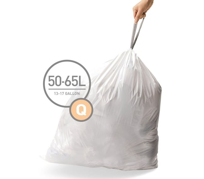 Торби за боклук, код Q, 50-65 L / 60 бр., пластмаса - марка "simplehuman"