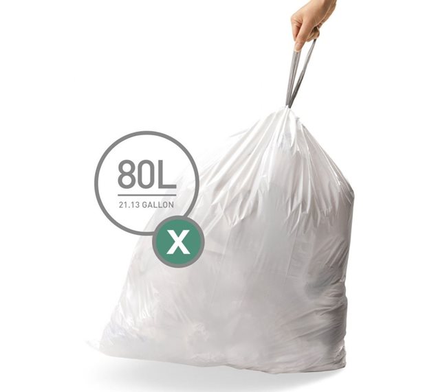 Торби за боклук, код X, 80 L / 60 бр., пластмасови - марка "simplehuman"