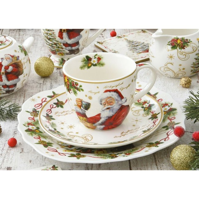 Чаша за чай "Вълшебна Коледа" с чинийка, 200 мл, Червена - Нуова R2S