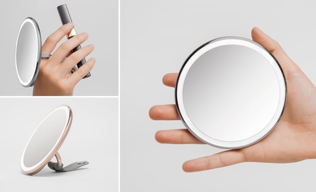 Джобно огледало за грим, със сензор, 10,4 см, Сребро - марка "simplehuman".
