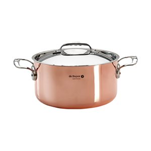 Саксия от медна неръждаема стомана с капак, 24 см / 5,4 л <<Inocuivre>> - марка de Buyer