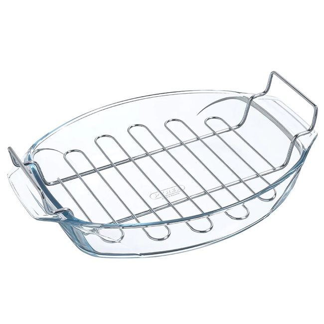 Овален съд за печене с решетка, термоустойчиво стъкло, 4L, "Irresistible" - Pyrex