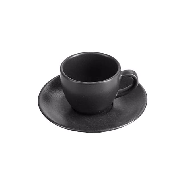 Чаша за кафе с чинийка, порцелан, 80мл, "Сезони", черна - Porland