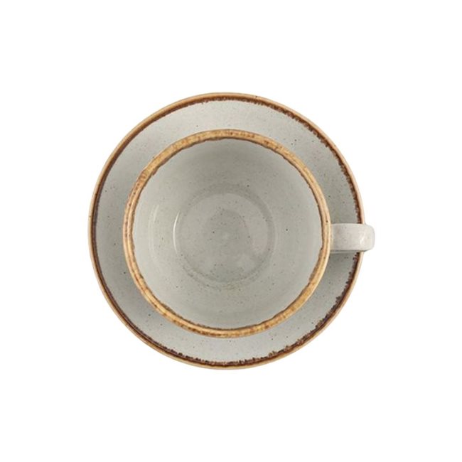 Чаша за чай с чинийка, порцелан, 320мл, "Сезони", сива - Porland