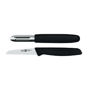 Белачка за зеленчуци и плодове и комплект ножове, неръждаема стомана, "Twin Grip", черен - Zwilling