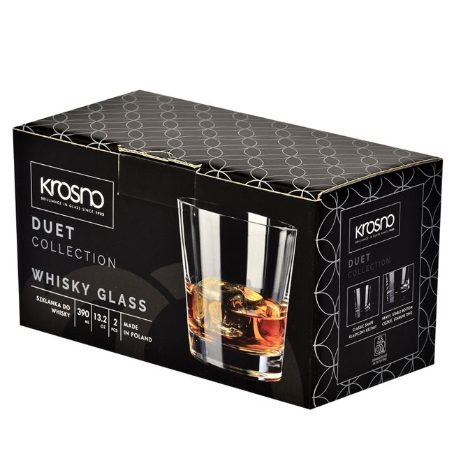 Комплект чаши за уиски от 2 части, стъклени, 390мл, "DUET" - Krosno