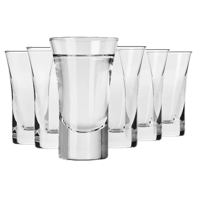 Комплект чаши за водка 6 части, изработени от стъкло, 45 мл, "Shot" - Krosno