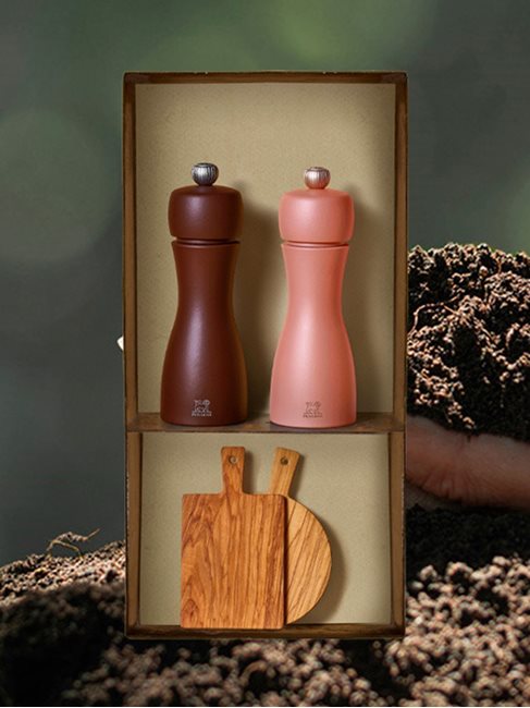 Комплект 2 мелнички за сол и пипер, 15 см, "Tahiti Earth", Cacao&Nuts - Peugeot