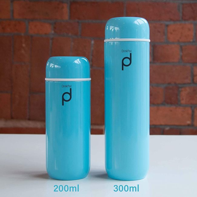 Термоизолирана бутилка от неръждаема стомана, 200 ml, "DrinkPod", синя - Grunwerg