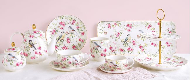 Чаша за чай от порцелан и чинийка, 200 мл, колекция "Пролетно време" - Nuova R2S