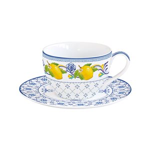 Чаша за чай с чинийка, порцелан, 240 мл, Positano - Nuova R2S