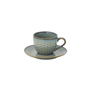 Чаша за кафе с чинийка, порцелан, 110 мл, Drops Celadon - Nuova R2S