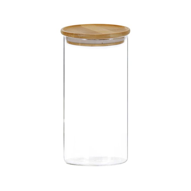 Буркан за съхранение, стъклен, 1200 мл, с бамбуков капак - Kesper