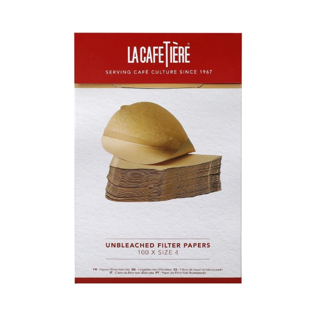 Комплект неизбелени филтърни хартии от 100 части размер 4 - La Cafetiere