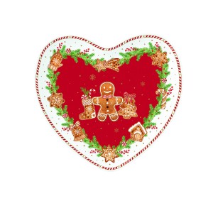 Поднос във формата на сърце, порцелан, 20 × 19 см, "Fancy Gingerbread" - Nuova R2S