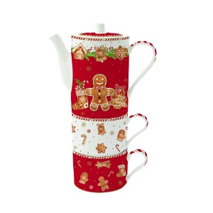 Комплект чайник и 2 чаши, порцелан, "Fancy Gingerbread" - Nuova R2S