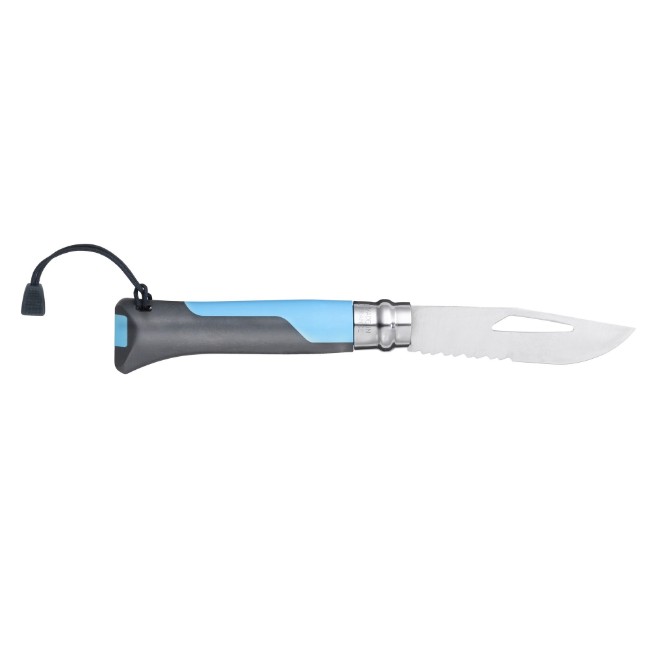 N°08 джобно ножче със свирка, неръждаема стомана, 8,5 см, "Outdoor", Soft Blue - Opinel