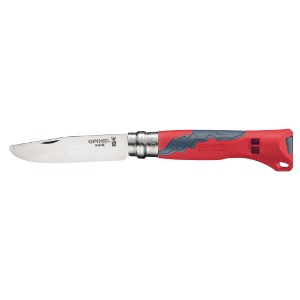 N°07 джобен нож със свирка, неръждаема стомана, 8 см, "Outdoor Junior", червен - Opinel