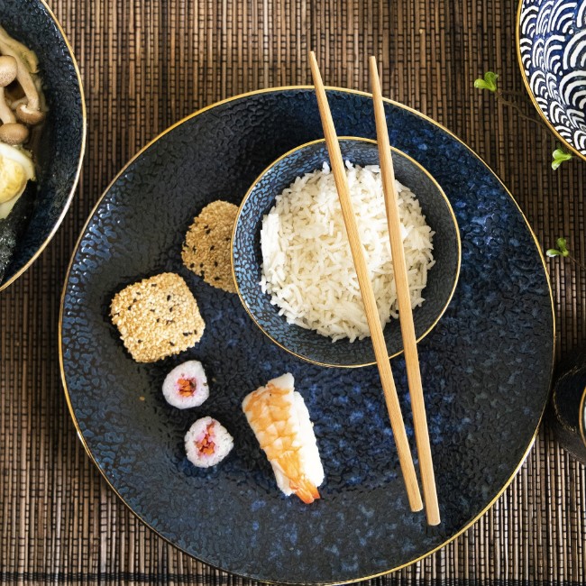 Плоска порцеланова чиния, 27 см, "Satori", индиго синьо - Mikasa