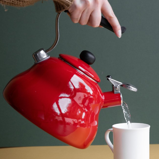 Свирещ чайник, неръждаема стомана, 2L, червен - La Cafetière