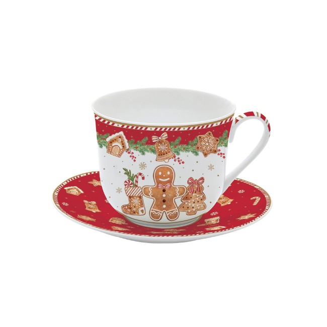 Чаша с чинийка, порцелан, 400 мл, "Fancy Gingerbread" - Nuova R2S