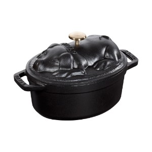 Тенджера за готвене "Cocotte cochon", изработена от чугун 17 см/1 л, Black - Staub