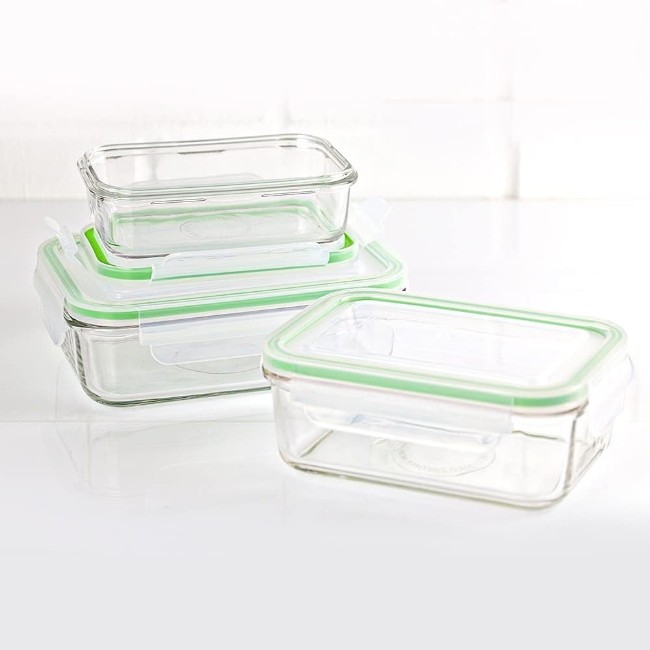 Комплект от 3 гюлета, изработени от стъкло, зелено - Glasslock