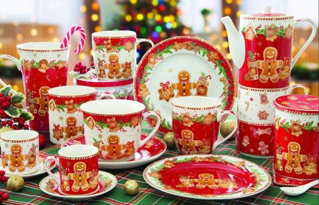 Комплект 2 чаени чаши с чинийки, порцелан, 100 мл, "Fancy Gingerbread" - Nuova R2S