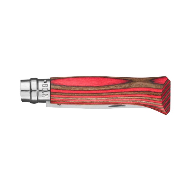 Джобен нож N°08, неръждаема стомана, 8.5см, "Tradition Luxe", Red Birch - Opinel