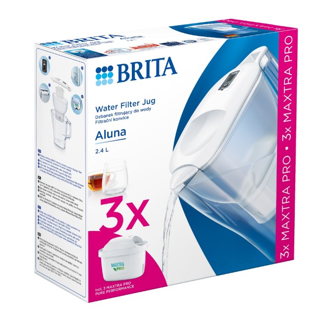Стартов пакет за филтриране на вода BRITA Aluna 2,4 L (бял) + 3 филтъра Maxtra PRO