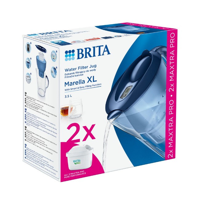 BRITA Marella XL 3.5 L стартов пакет + 2 филтъра Maxtra PRO (син)
