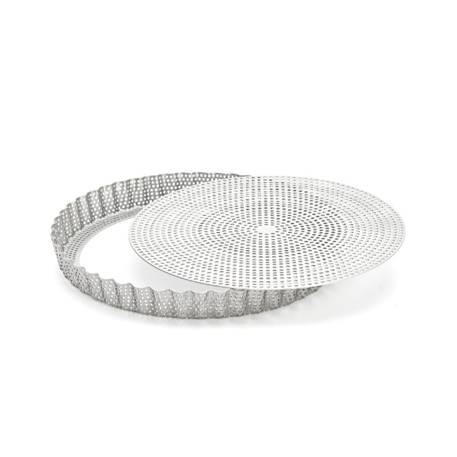 Перфорирана форма за тарти с включена тава за печене, неръждаема стомана, 24 см - de Buyer