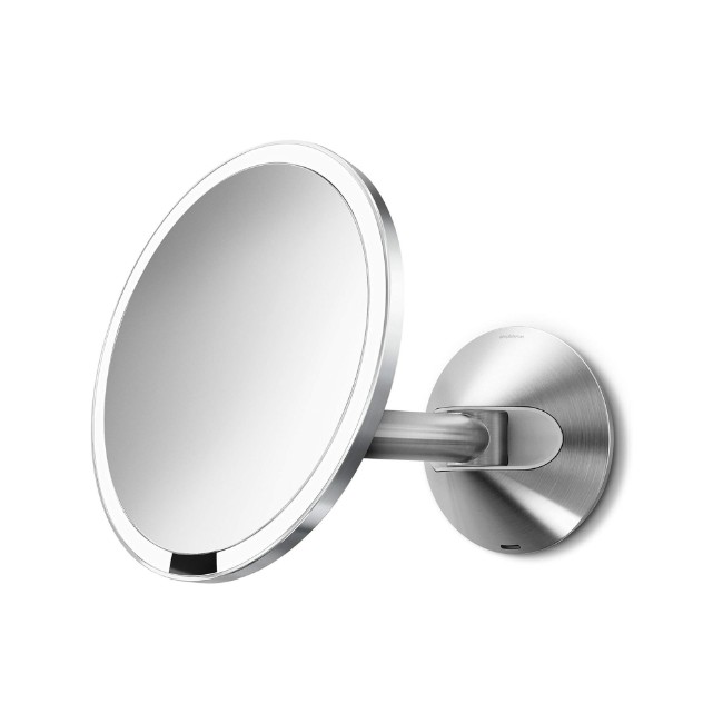 Огледало за грим със сензор, стенен монтаж, 23 см, Polished Steel - simplehuman