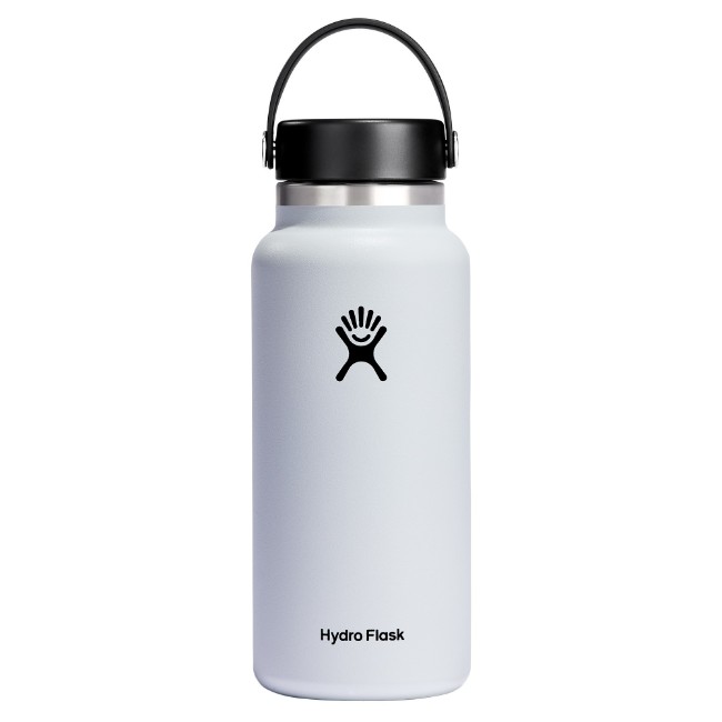 Термоизолираща бутилка, неръждаема стомана, 950 мл, "Wide Mouth", White - Hydro Flask