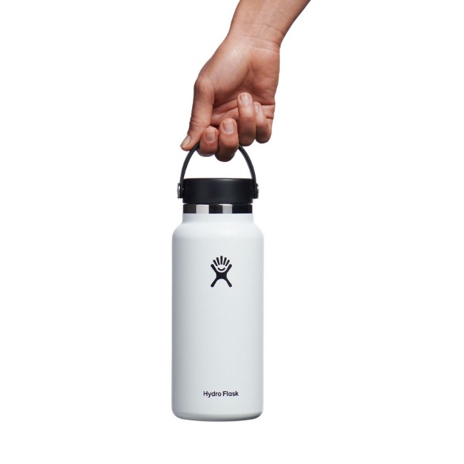 Термоизолираща бутилка, неръждаема стомана, 950 мл, "Wide Mouth", White - Hydro Flask