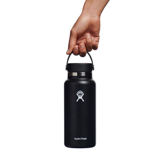 Термоизолираща бутилка, неръждаема стомана, 950 мл, "Wide Mouth", черна - Hydro Flask