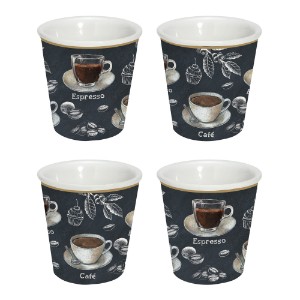 Комплект от 4 чаши за кафе, порцелан, 100 мл, "Barista" - Nuova R2S