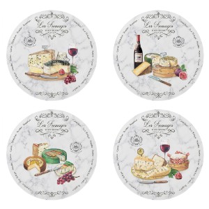 Комплект от 4 плата за сервиране на сирене, порцелан, 19 см, "Les Fromages" - Nuova R2S