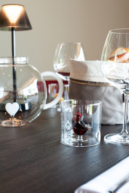 Чаша за пиене с интериорна декорация, боросиликатно стъкло, 250 мл, петле - WD Lifestyle