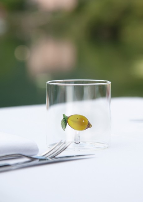 Чаша за пиене с интериорна декорация, боросиликатно стъкло, 250 мл, лимон - WD Lifestyle