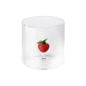 Чаша за пиене с интериорна декорация, боросиликатно стъкло, 250 мл, ябълка - WD Lifestyle