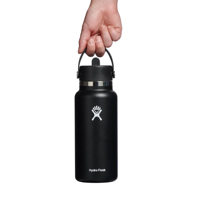 Термоизолираща бутилка, неръждаема стомана, 950 мл, "Wide Straw", черна - Hydro Flask