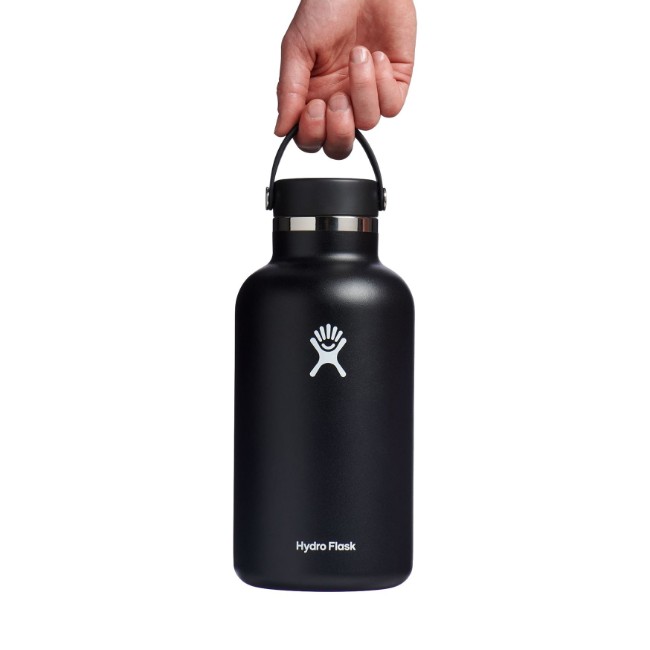 Термоизолираща бутилка, неръждаема стомана, 1.9L, "Wide Mouth", черна - Hydro Flask